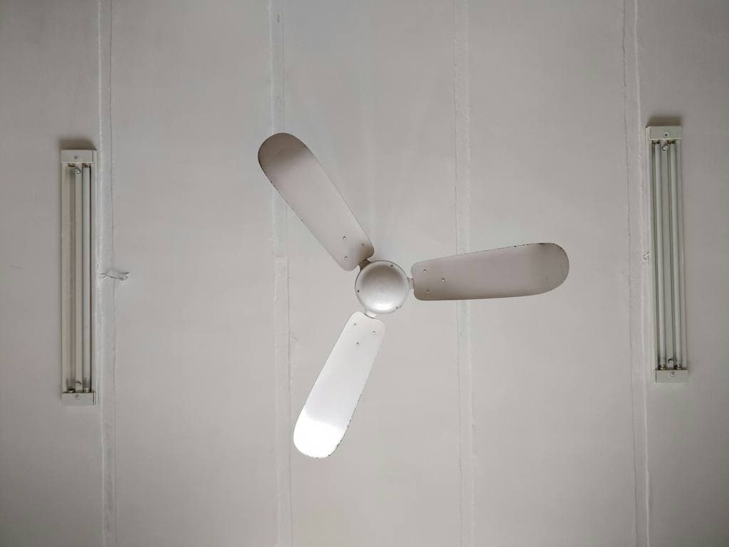 A white ceiling fan