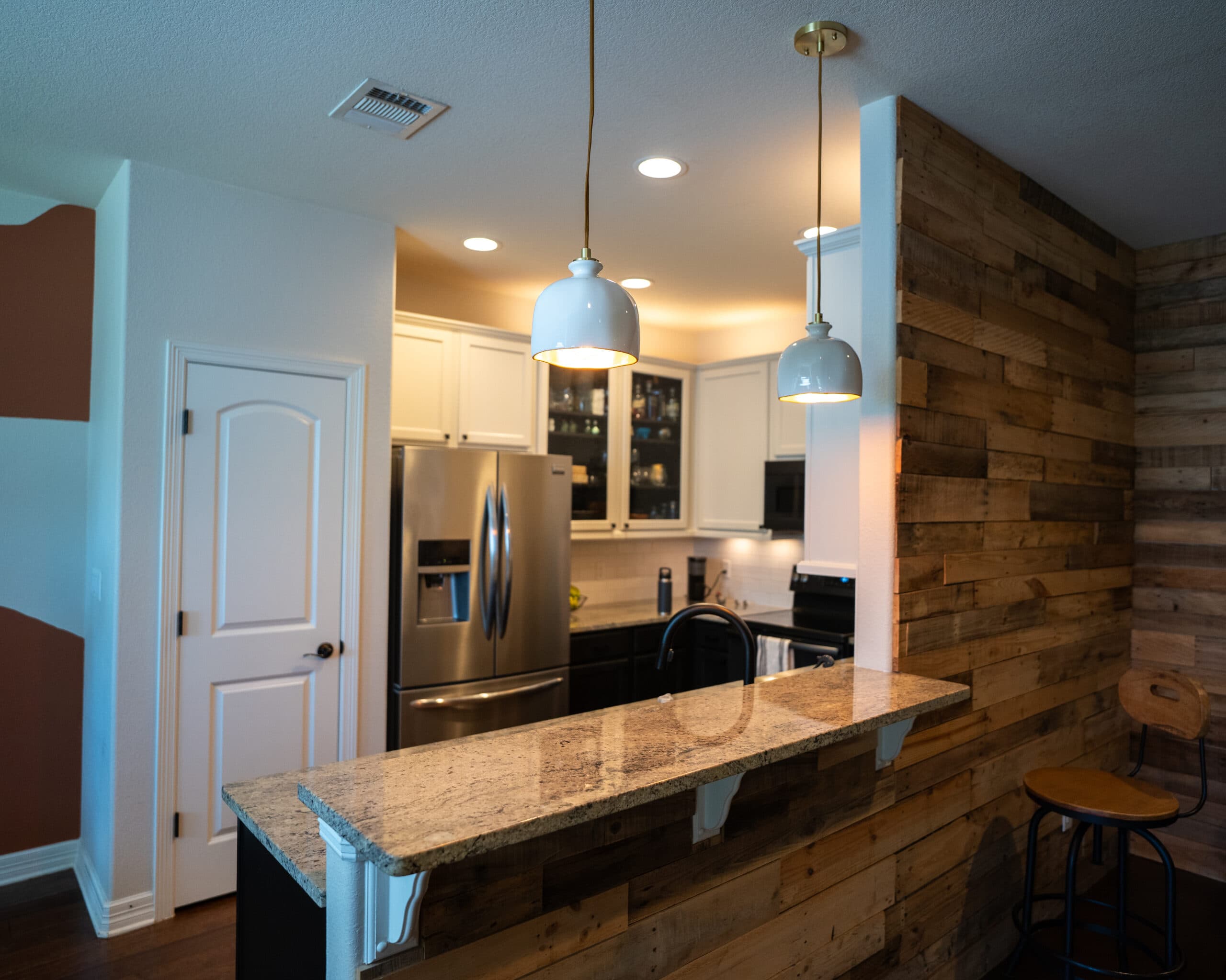 Recessed and accent lighting installed in a Central Texas living room