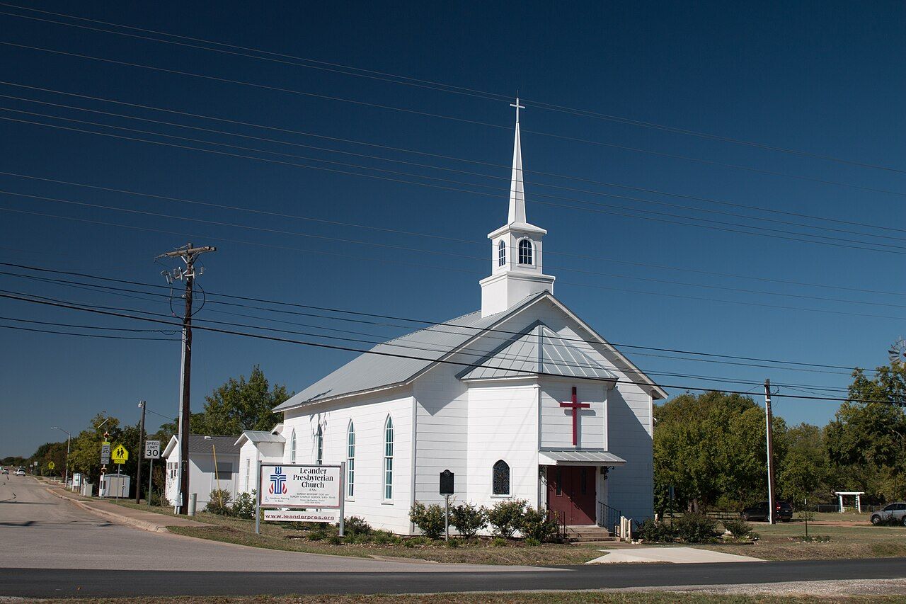A historic Presbyterian church in Leander, Texas