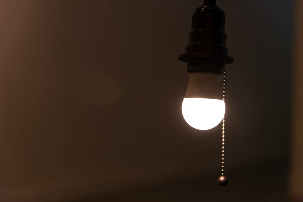A bulb hanging in a room