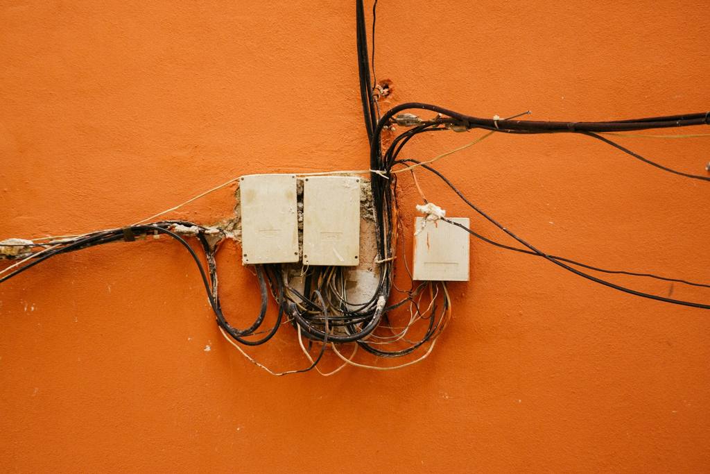 White and black electric wires