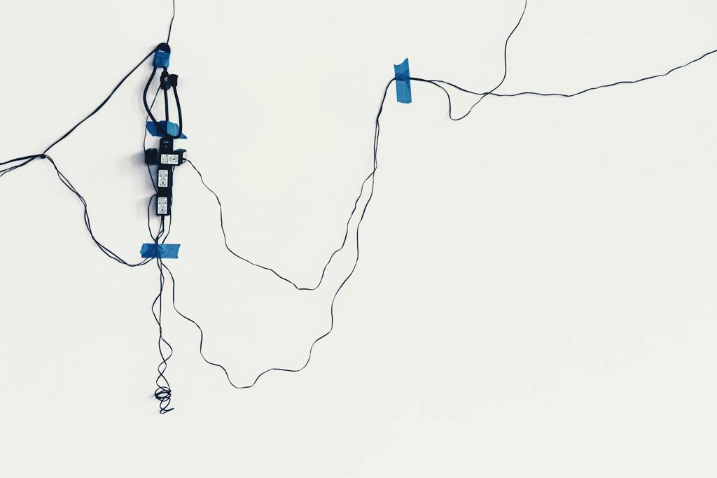 Blue and black electric wires